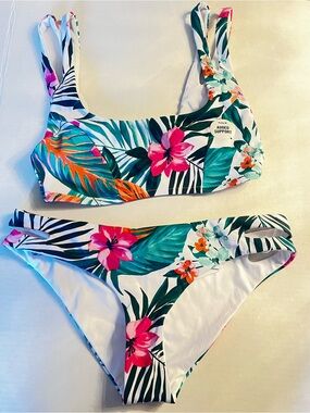 Hurley Tropical Floral Bikini Set - Pink & Green